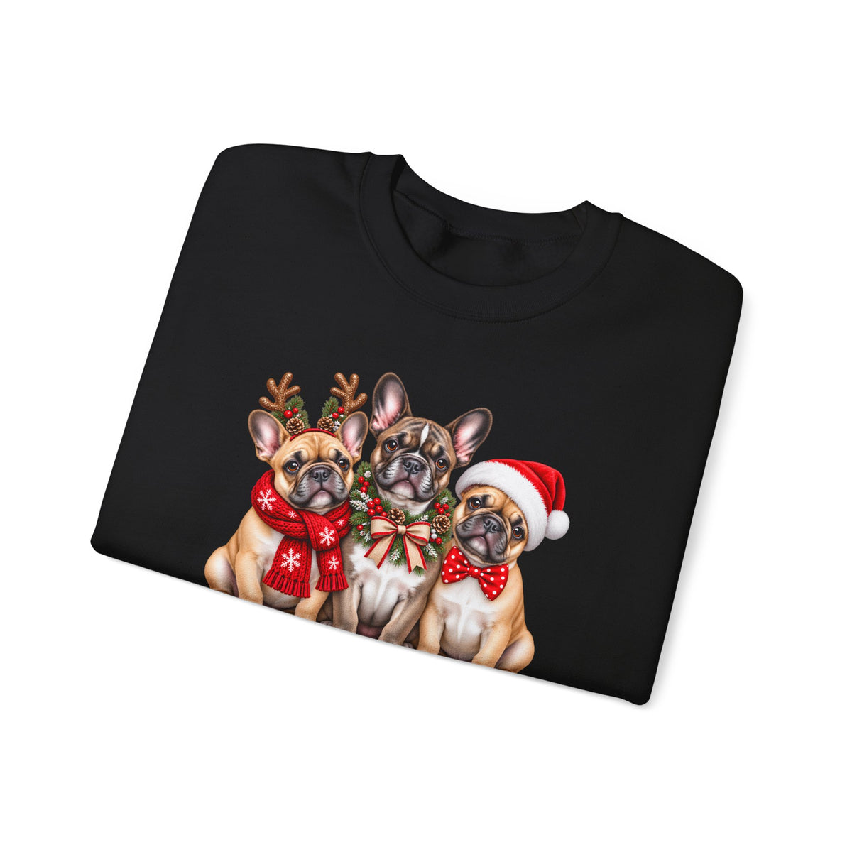 Christmas French Bulldog Sweatshirt, Cute Festive Frenchie Crewneck - 14556