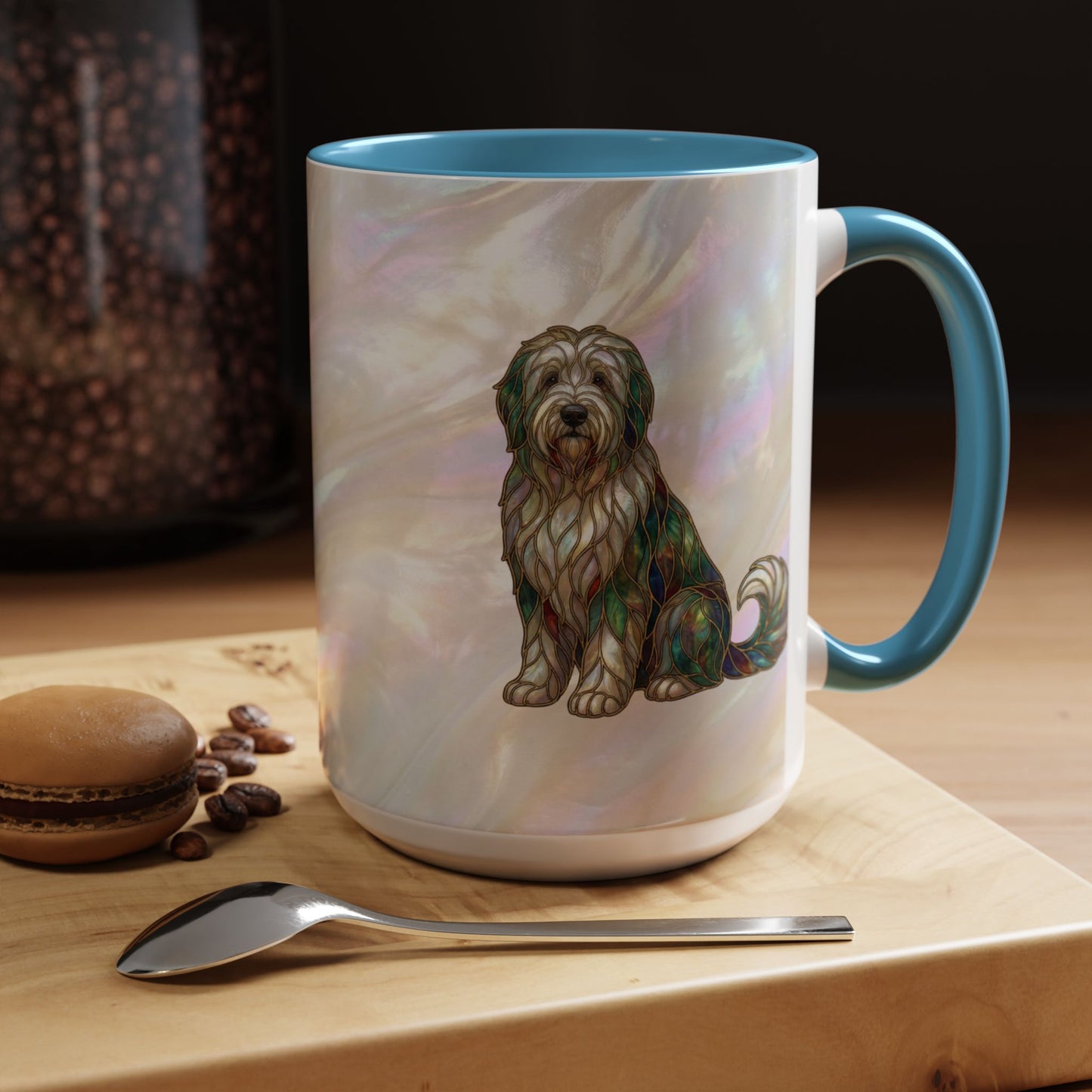 English Sheepdog Accent Coffee Mug -Stained Glass Style (11/15oz) - 14631