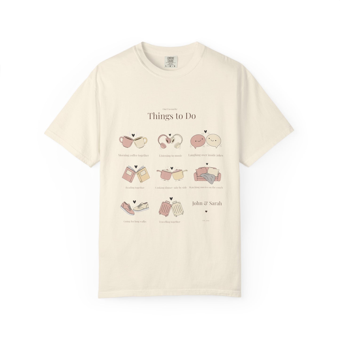 Our Favourite Things to Do Together – Personalised Valentine’s Illustration T-Shirt Gift - 14720