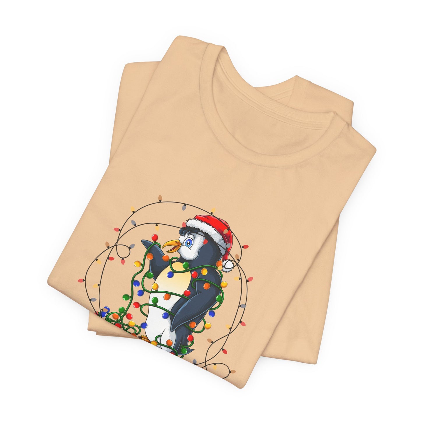 Penguin with Christmas Light - Unisex Jersey Short Sleeve Tee - 10407