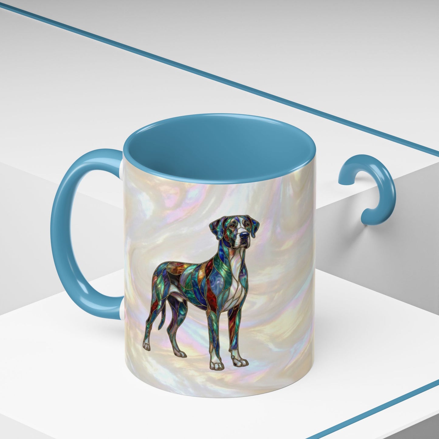 Personalized Great Dane Dog Mug — Stained Glass Design (11/15 oz) - 14550