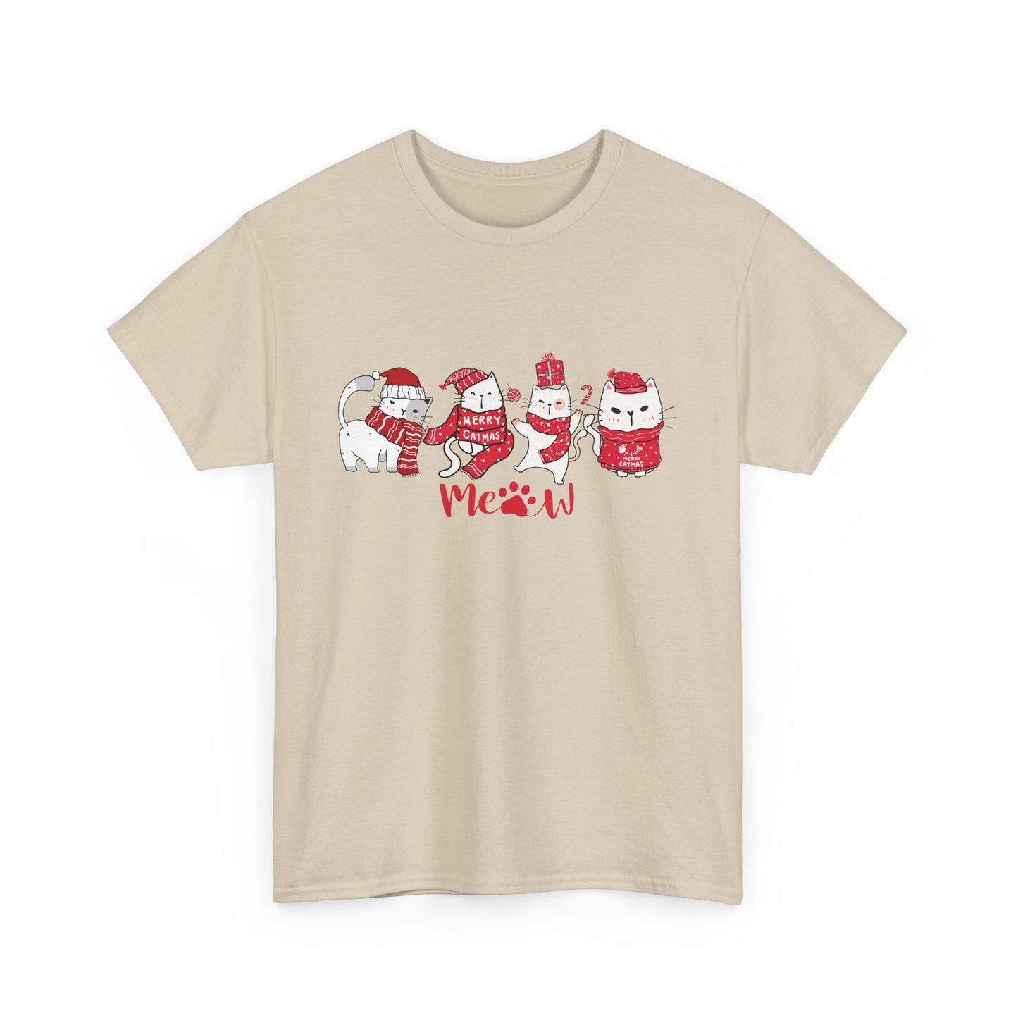 Cats, Merry Christmas - Unisex Heavy Cotton Tee - 10075