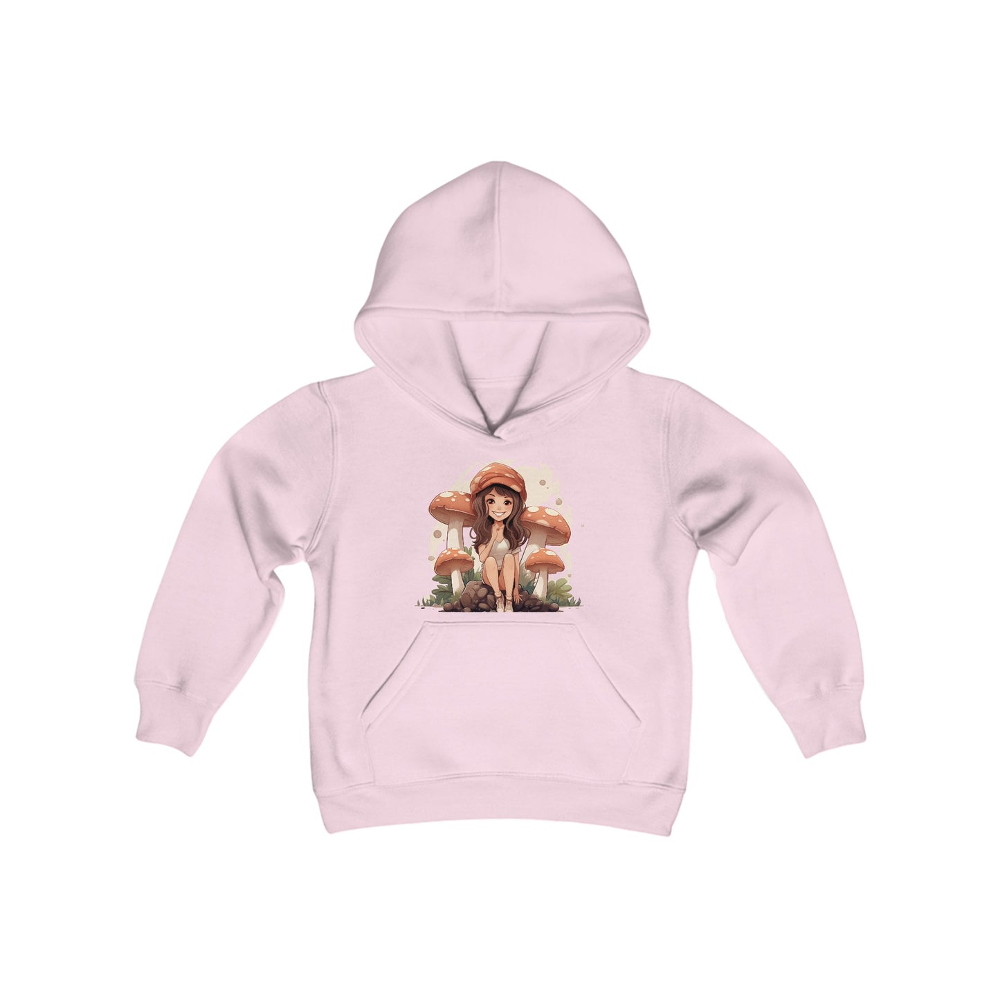 Adventures with Mushroom Girl - Youth Heavy Blend Hooded Sweatshirt