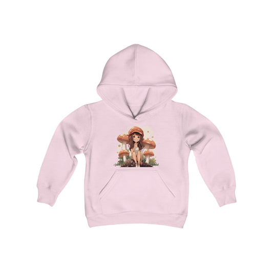 Adventures with Mushroom Girl - Youth Heavy Blend Hooded Sweatshirt