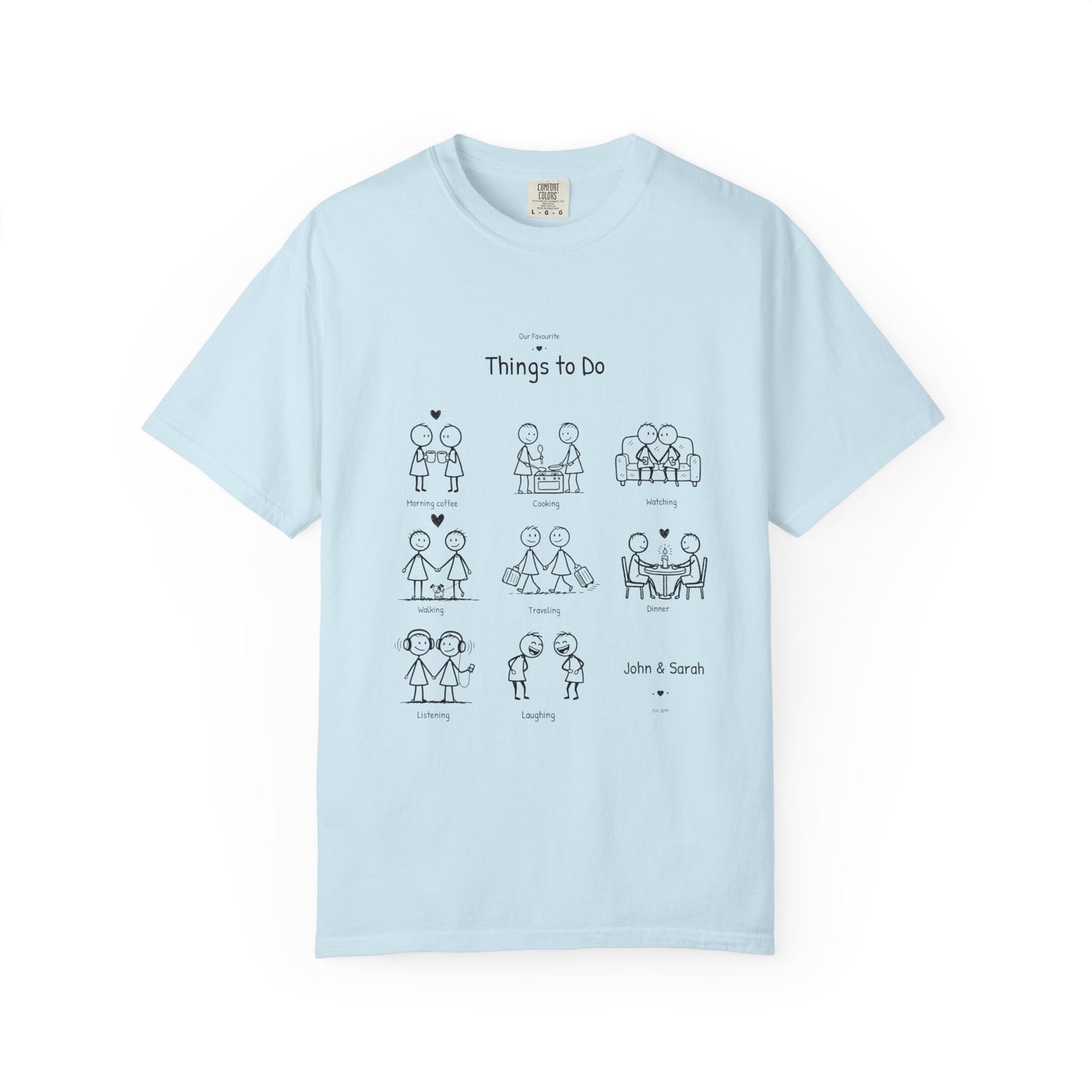 Our Favourite Things to Do Together – Personalised Valentine’s Illustration T-Shirt Gift - 14723
