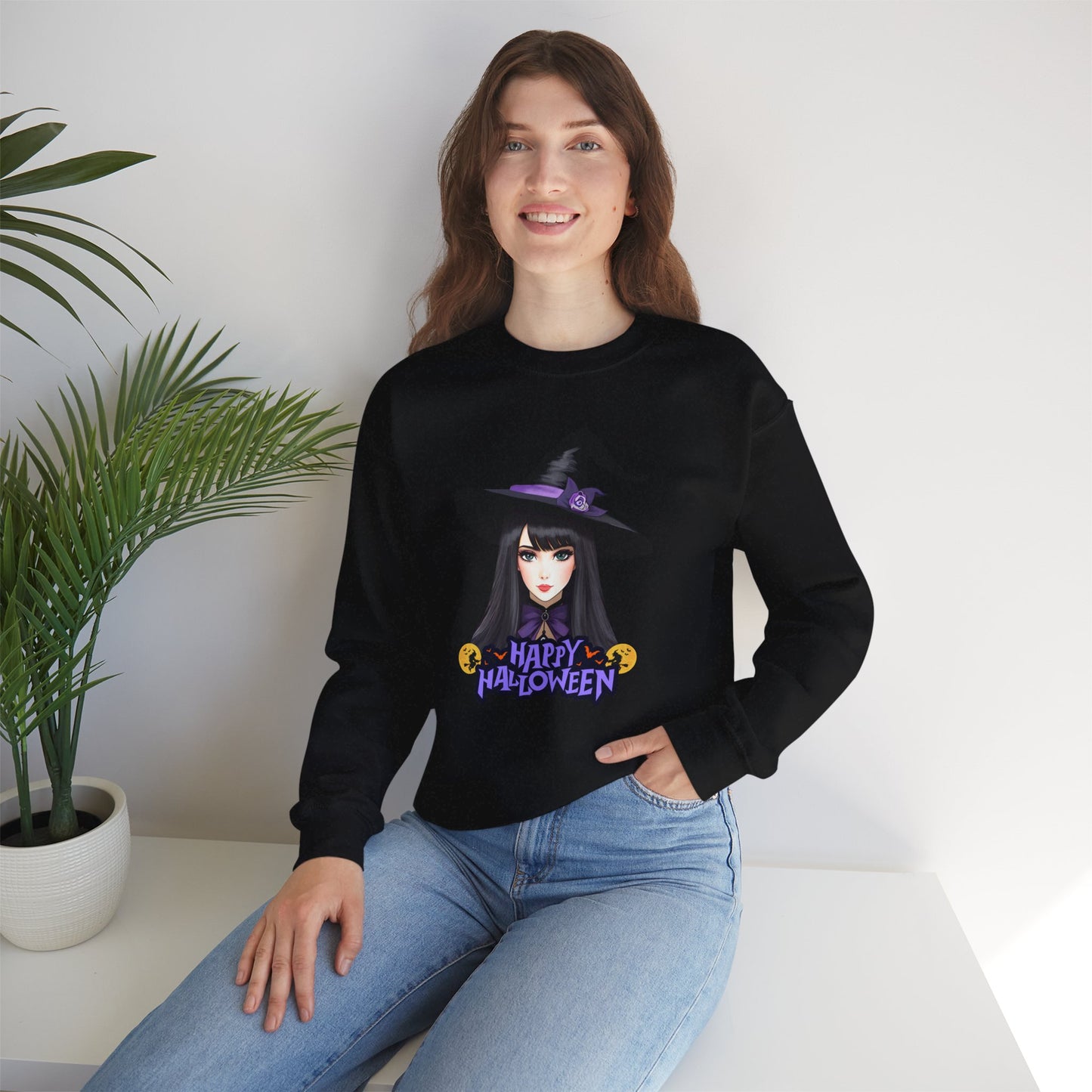 Happy Halloween, Witch - Unisex Heavy Blend™ Crewneck Sweatshirt