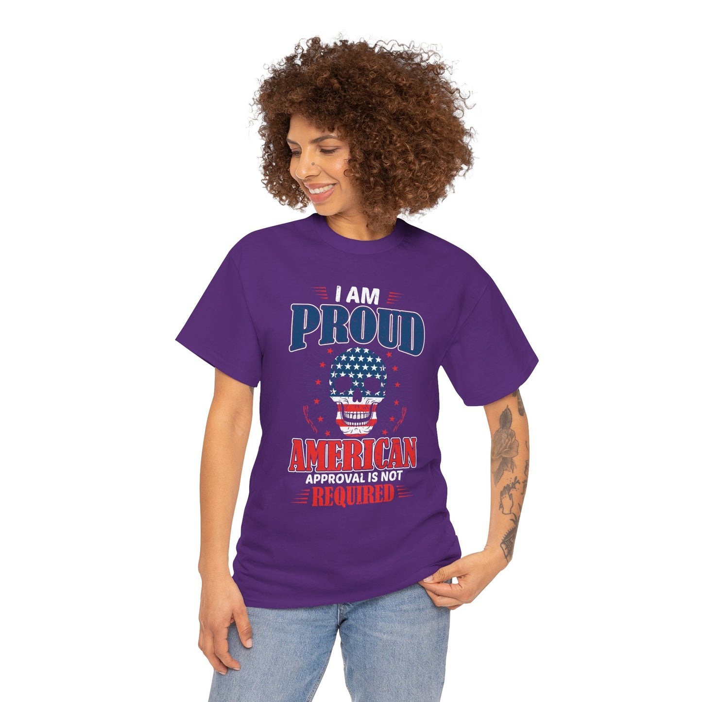 "I'm a Proud American" Unisex Heavy Cotton Tee, Patriotic Shirt, Independence Day Apparel, Casual Wear, Gift for Veterans - 13637