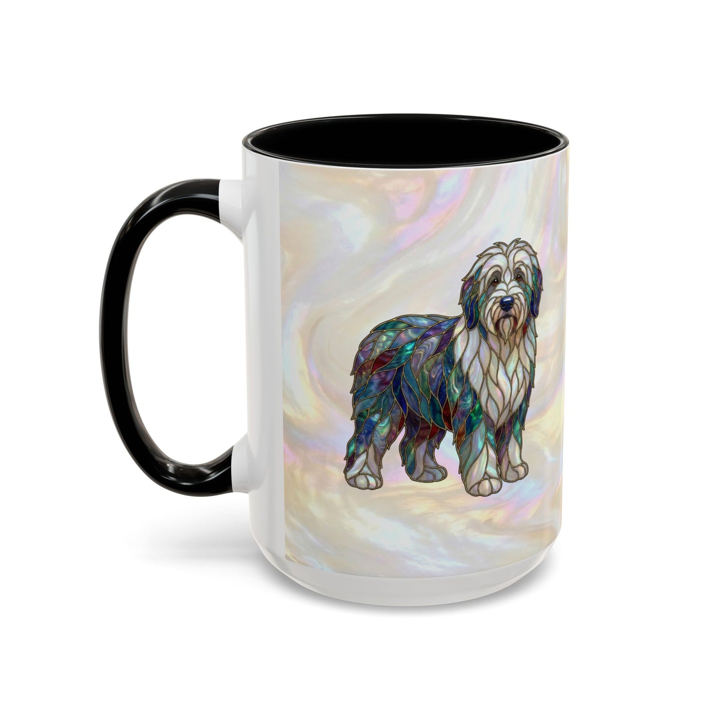 English Sheepdog Accent Coffee Mug -Stained Glass Style (11/15oz) - 14631