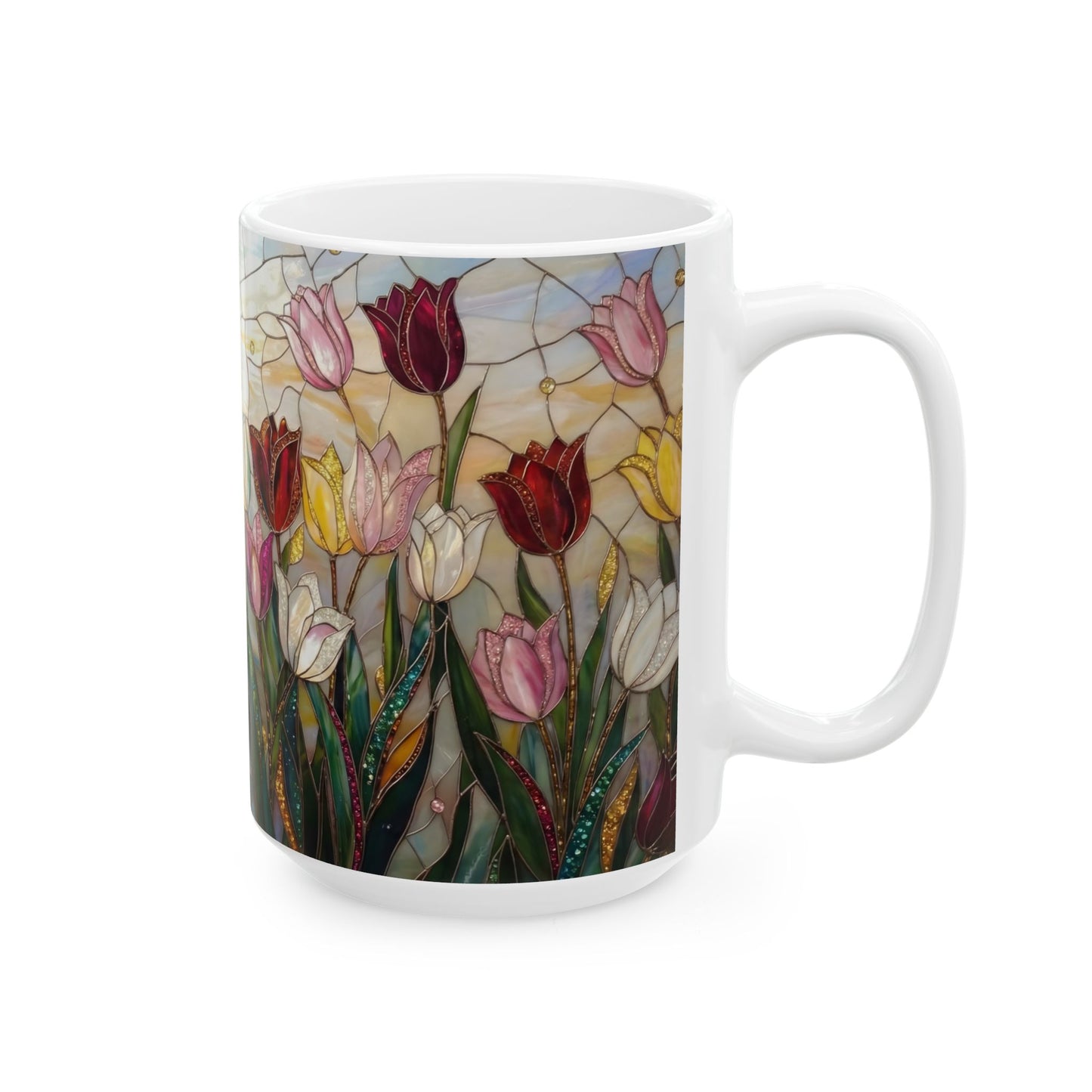 Stained Glass Tulip Ceramic Mug (11oz & 15oz) - 14517