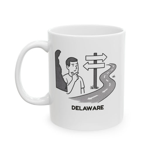 "Delaware: Where ‘getting lost’ means taking a wrong turn in a 10-mile radius." Ceramic Coffee Mug - 14169