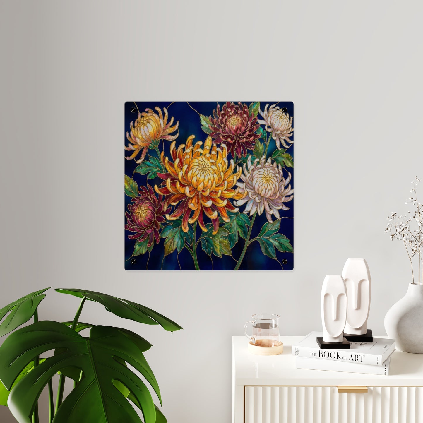 Chrysanthemum Acrylic Wall Art Panel — Floral Botanical Home Décor - 14609