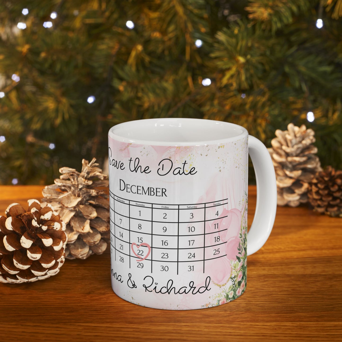 Wedding, Save the Date, Customizable  - Ceramic Mug, (11oz, 15oz) - 10922