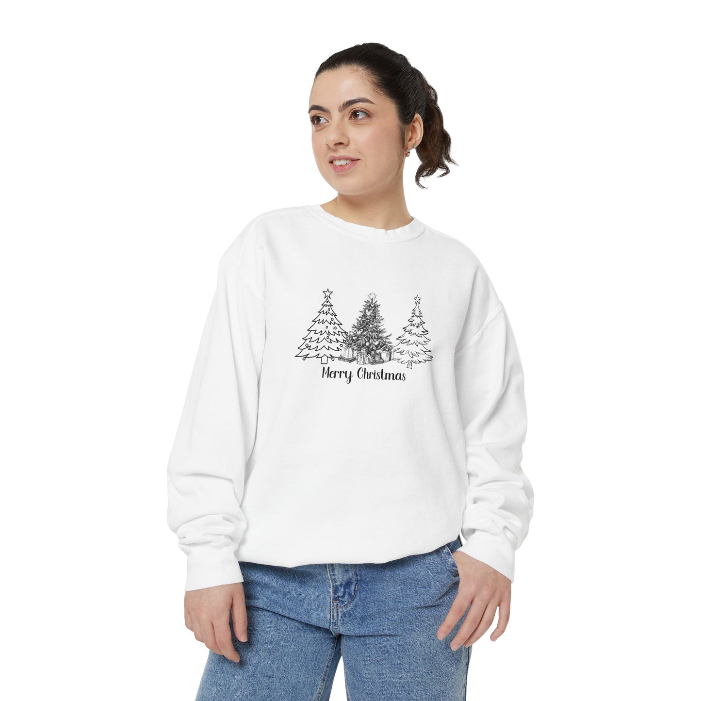 Merry Christmas, Trees - Unisex Garment-Dyed Sweatshirt - 10097