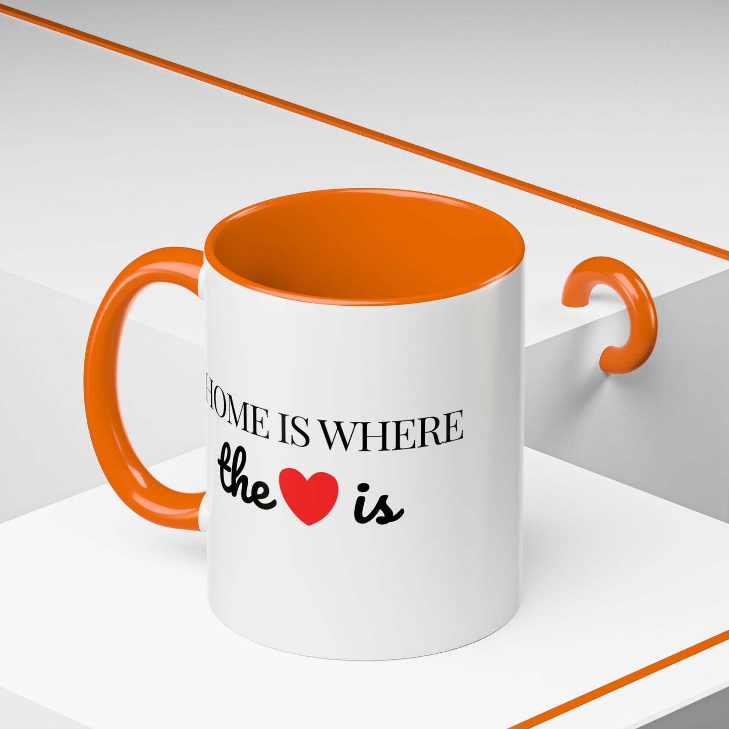 "Home is Where the Heart is" Coffee Mug —  Minimal Accent Ceramic Mug (11/15oz) - 14684