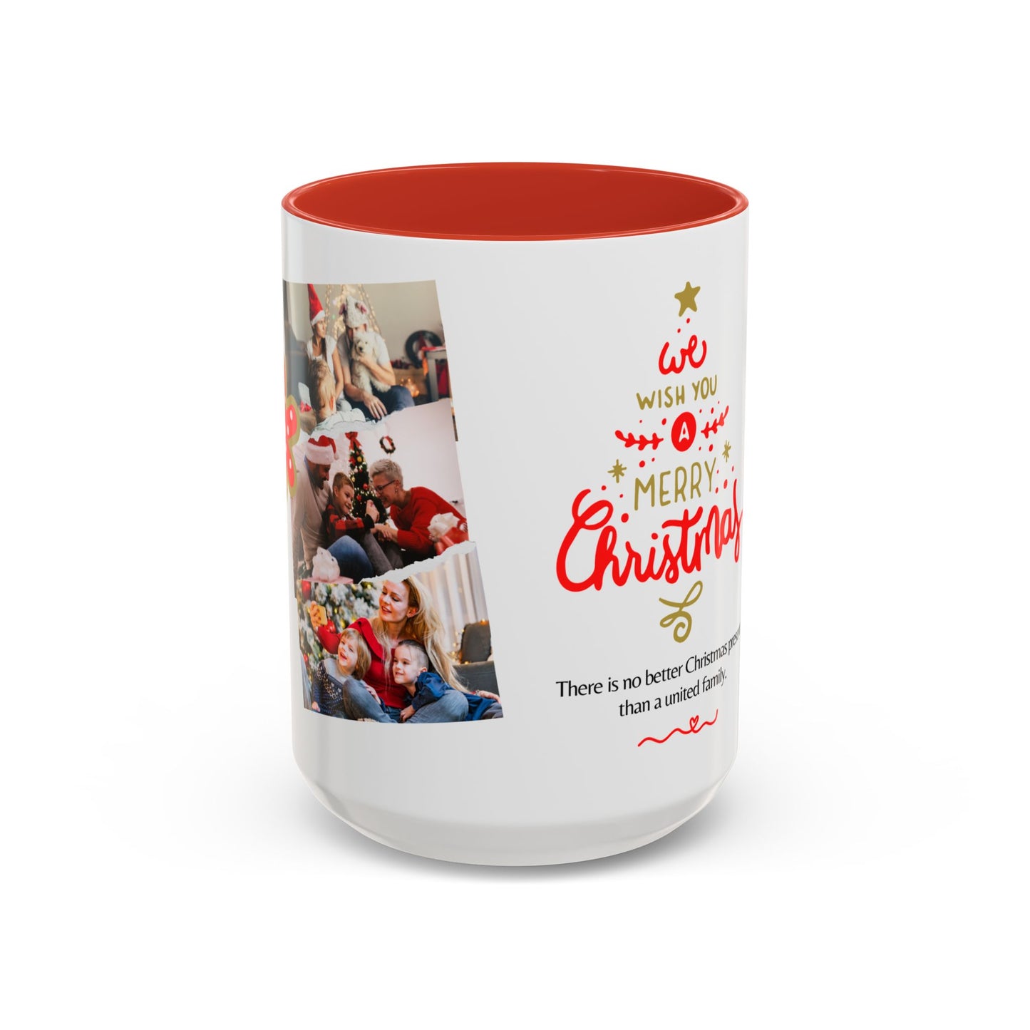 We Wish You a Merry Christmas, Family Photos, Customizable - Accent Coffee Mug (11, 15oz) - 11041