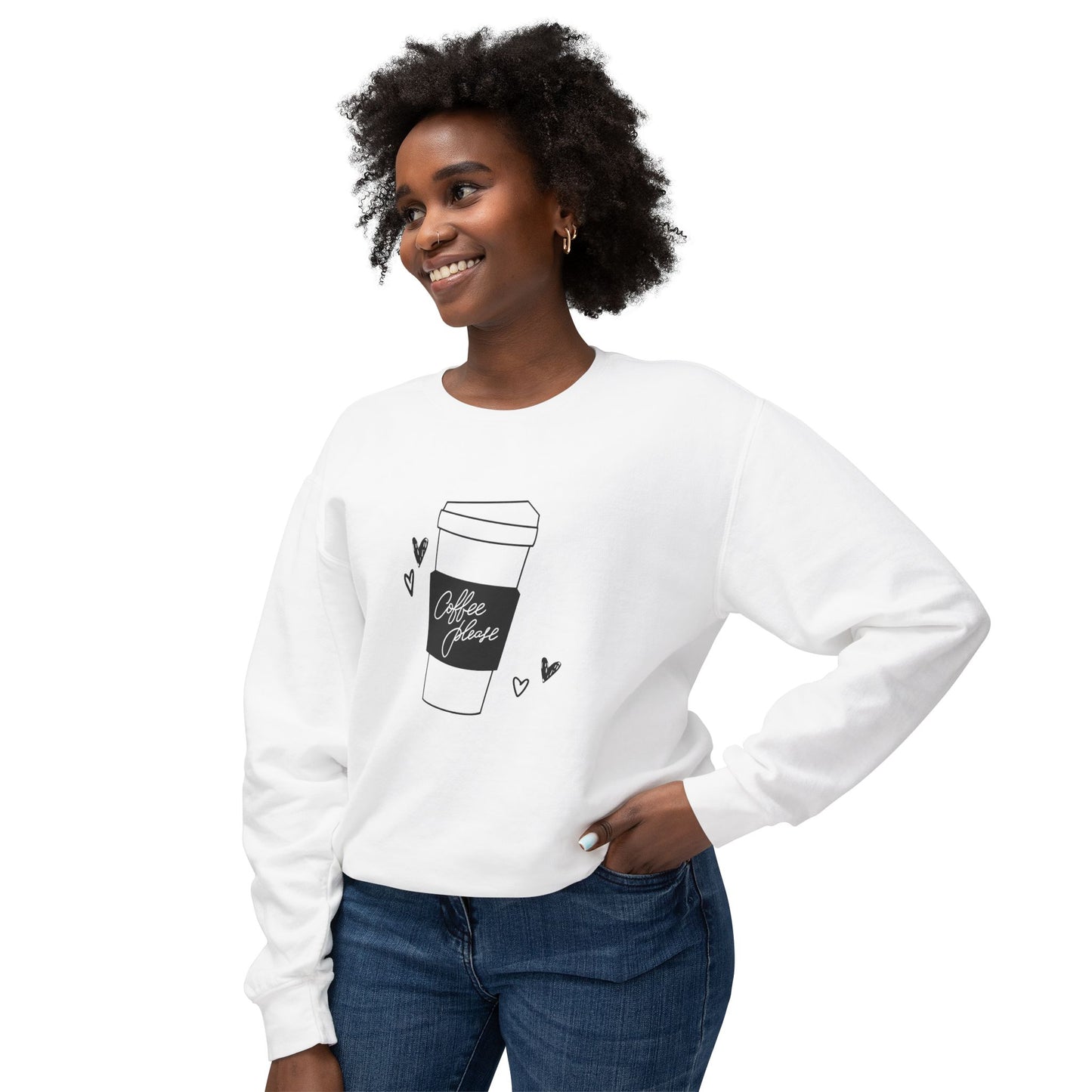 Coffee Please - Unisex Lightweight Crewneck Sweatshirt - 11285