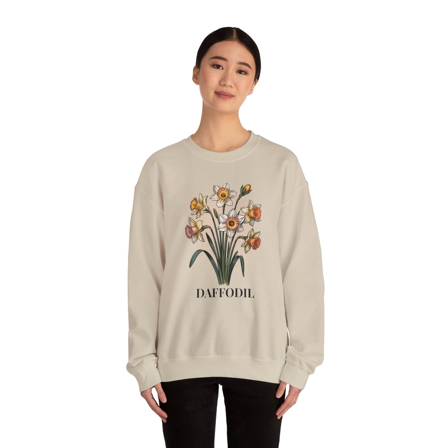 March Birth Flower Daffodil Sweatshirt — Vintage Botanical Floral Crewneck Gift - 14824