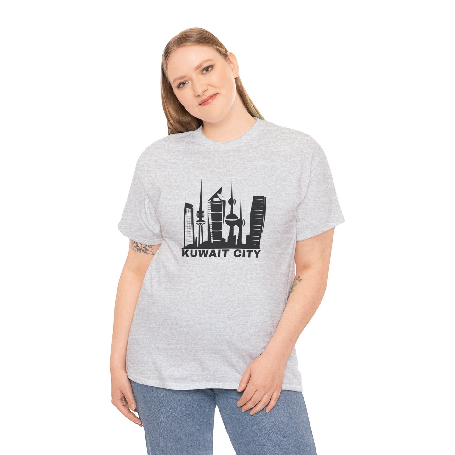 Kuwait City Graphic Unisex Heavy Cotton Tee - Urban Skyline Shirt - 12262