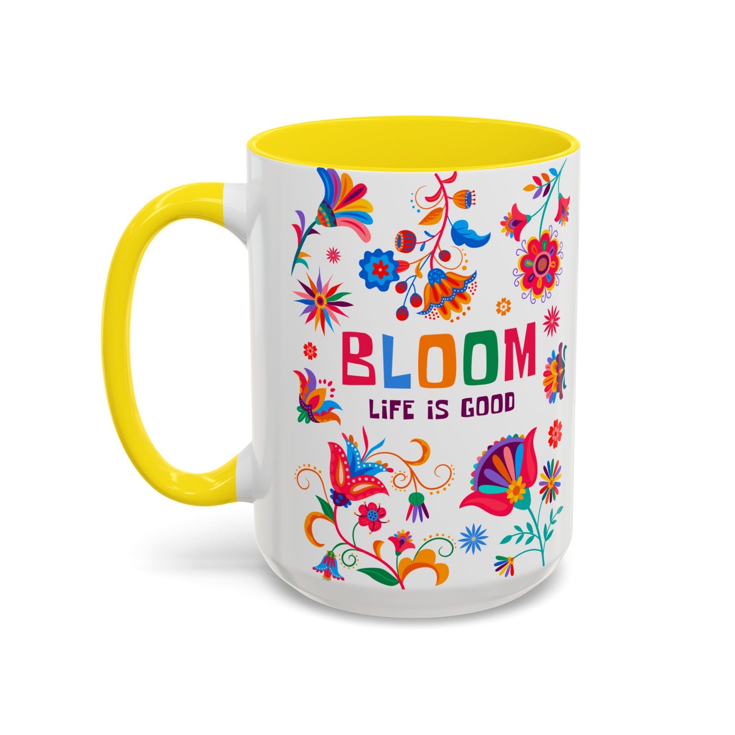 Colorful Floral Accent Coffee Mug - Bloom Life is Good - 14082