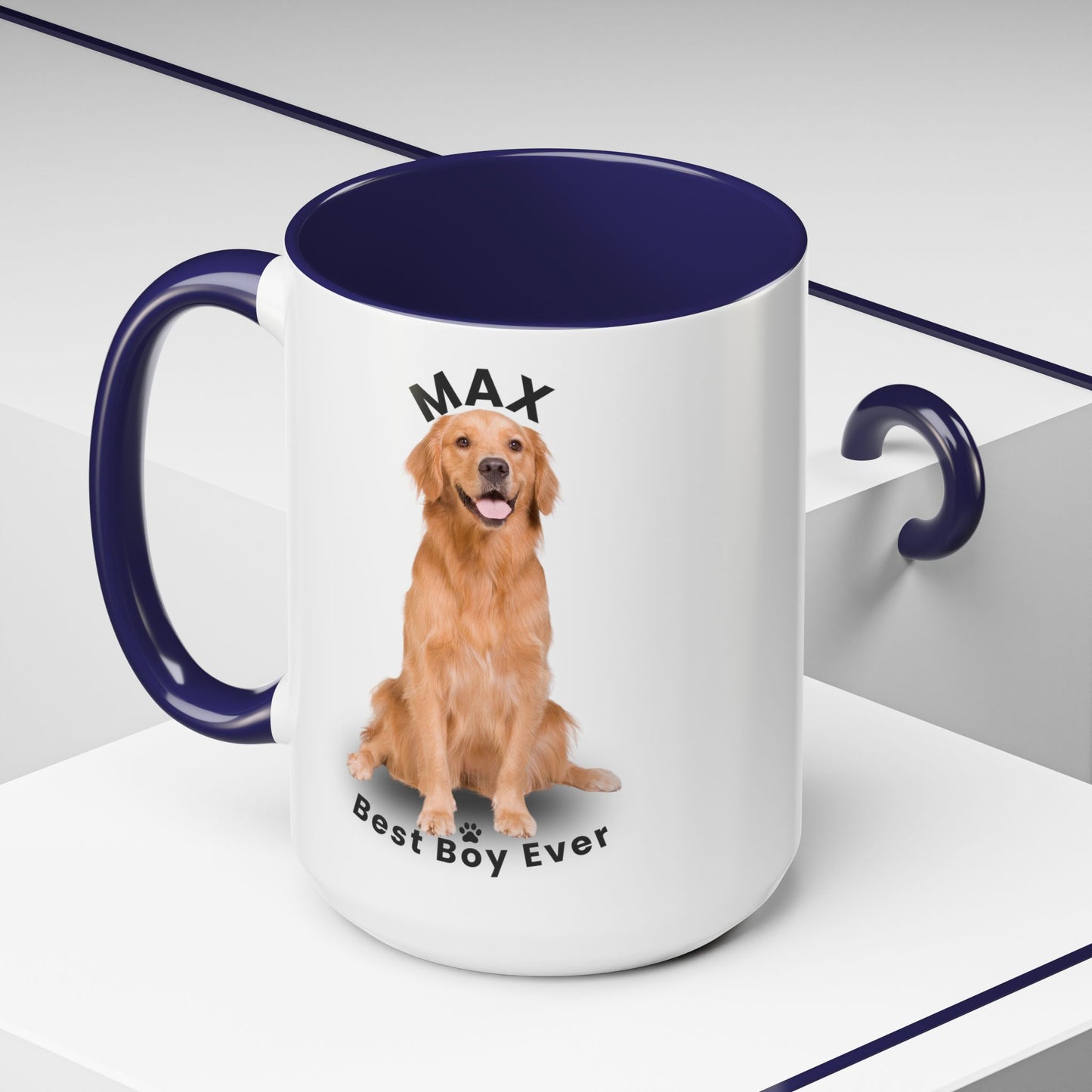 Personalized Golden Retriever Mug – Custom Dog Name “Best Boy Ever” Accent Coffee Mug | Pet Lover Gift - 14825