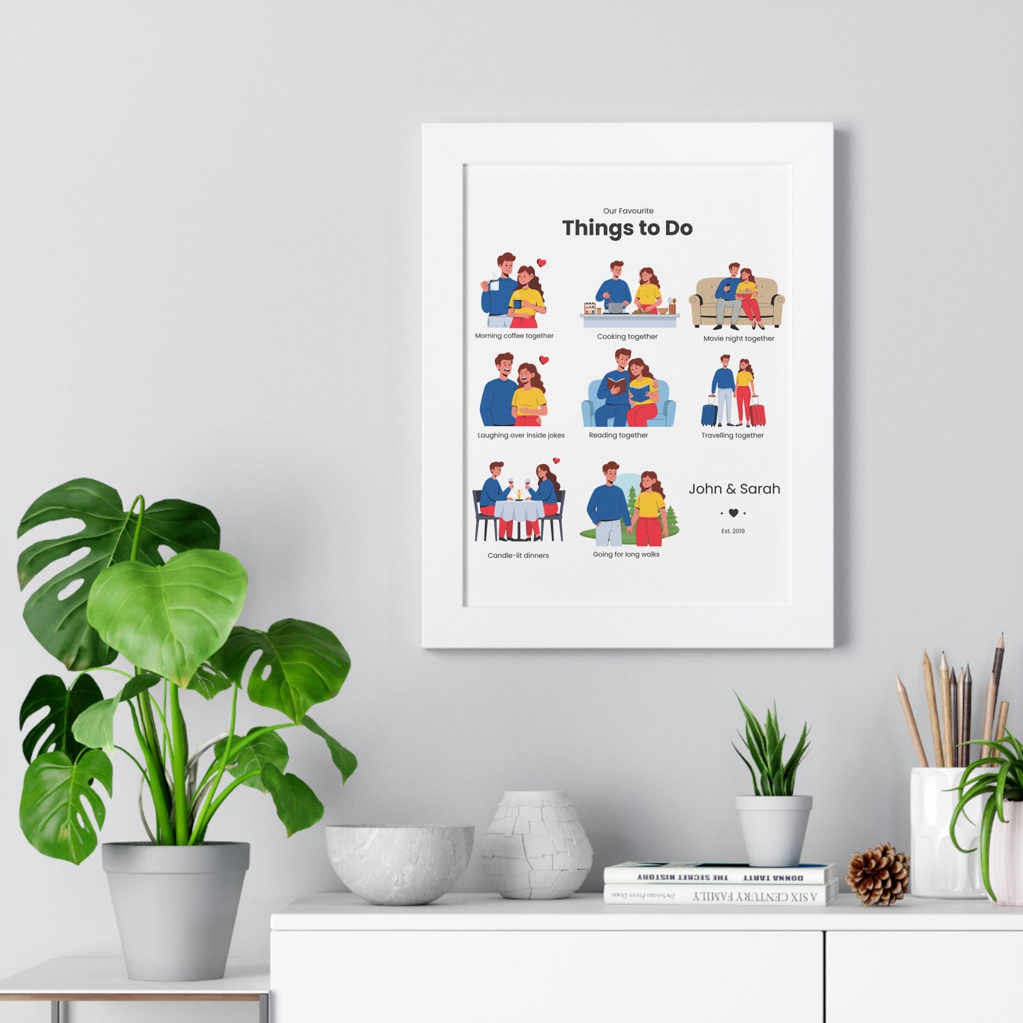 Framed Poster – “Our Favourite Things to Do” Personalized Couple Print | Valentine’s Gift - 14710