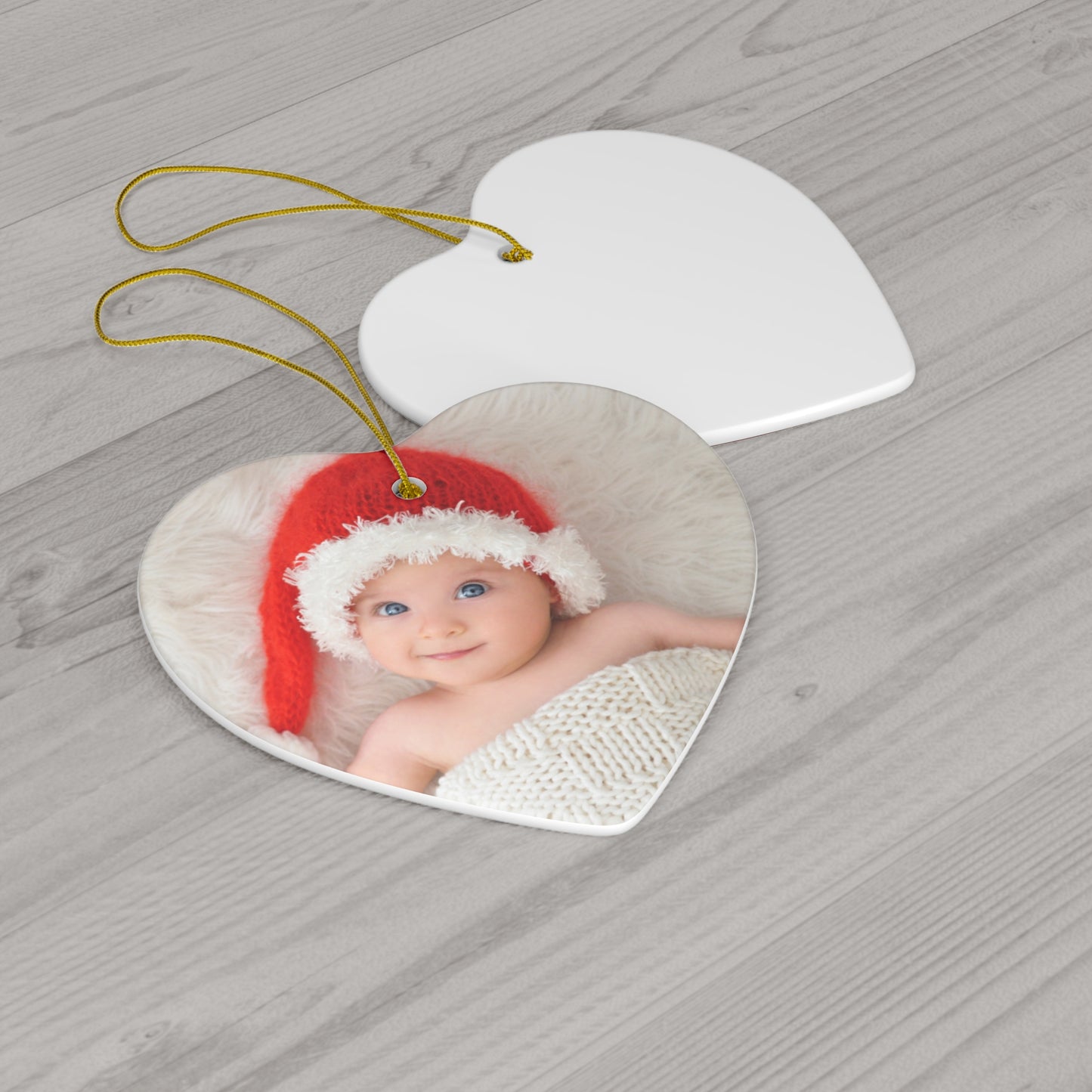 Christmas, Baby Photo, Customizable - Ceramic Ornament, 4 Shapes