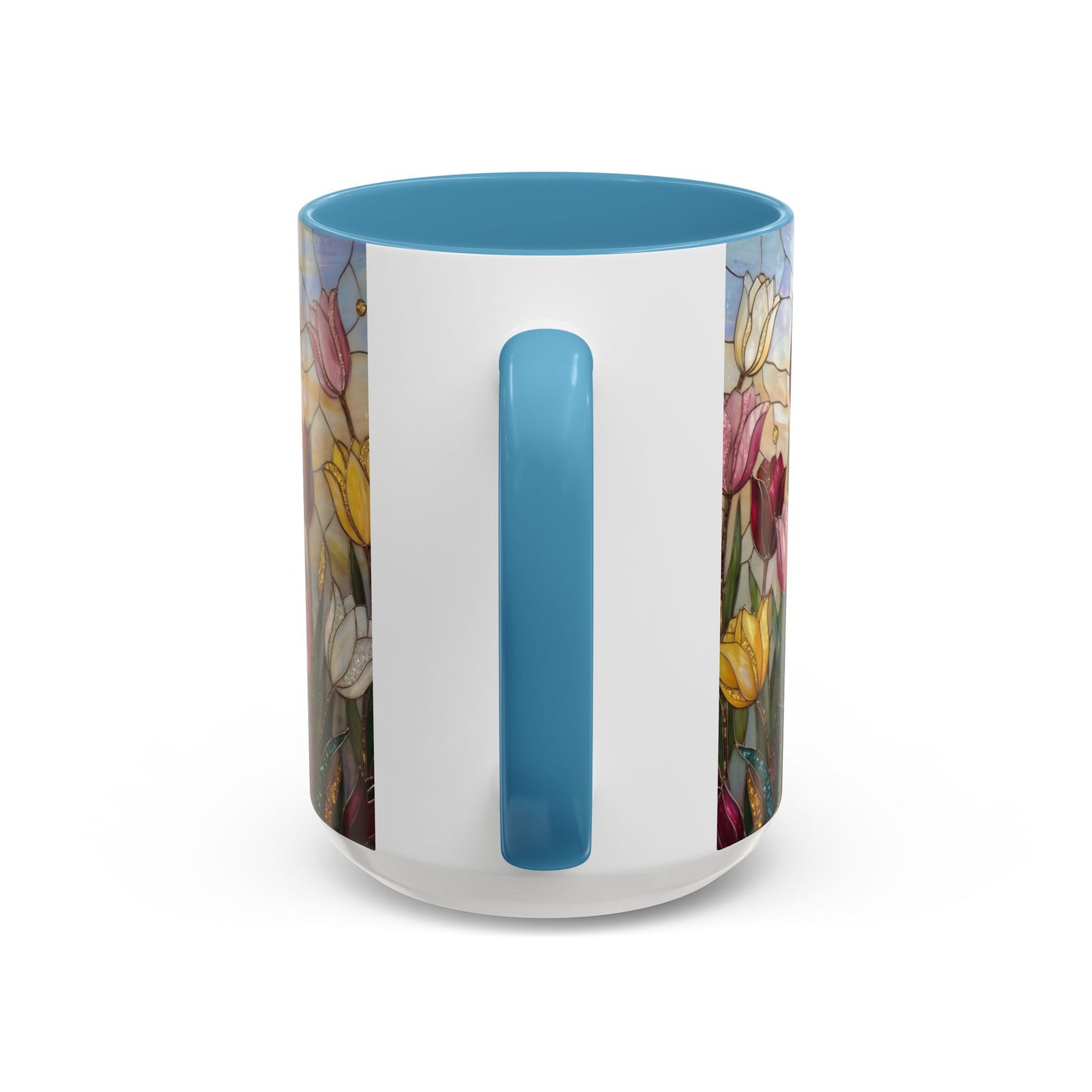 Tulip Stained Glass Accent Coffee Mug — Floral Spring Tea & Coffee Cup (11/15oz) - 14525