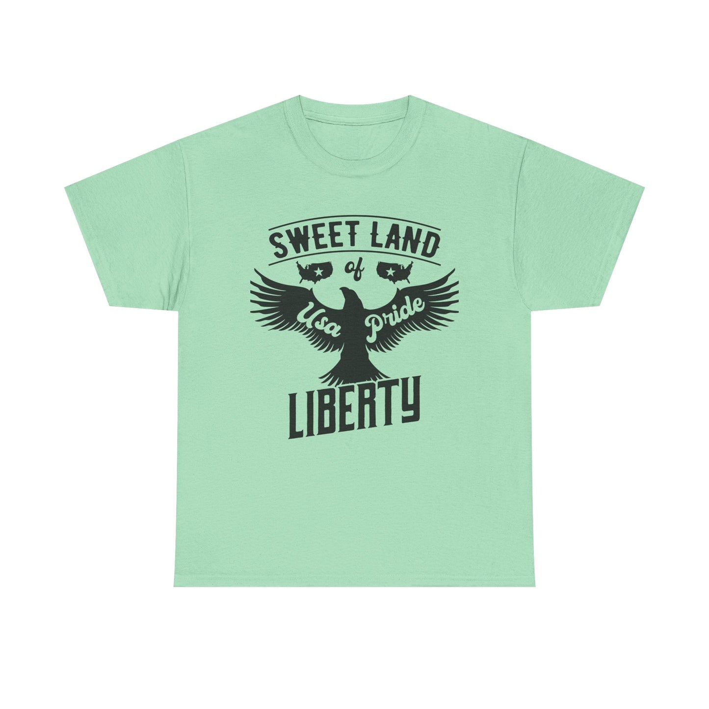 Sweet Land of Liberty Design, Unisex Heavy Cotton Tee: Patriotic T-shirt, Gift for Freedom Lovers, Casual Wear, Independence Day Shirt - 13492