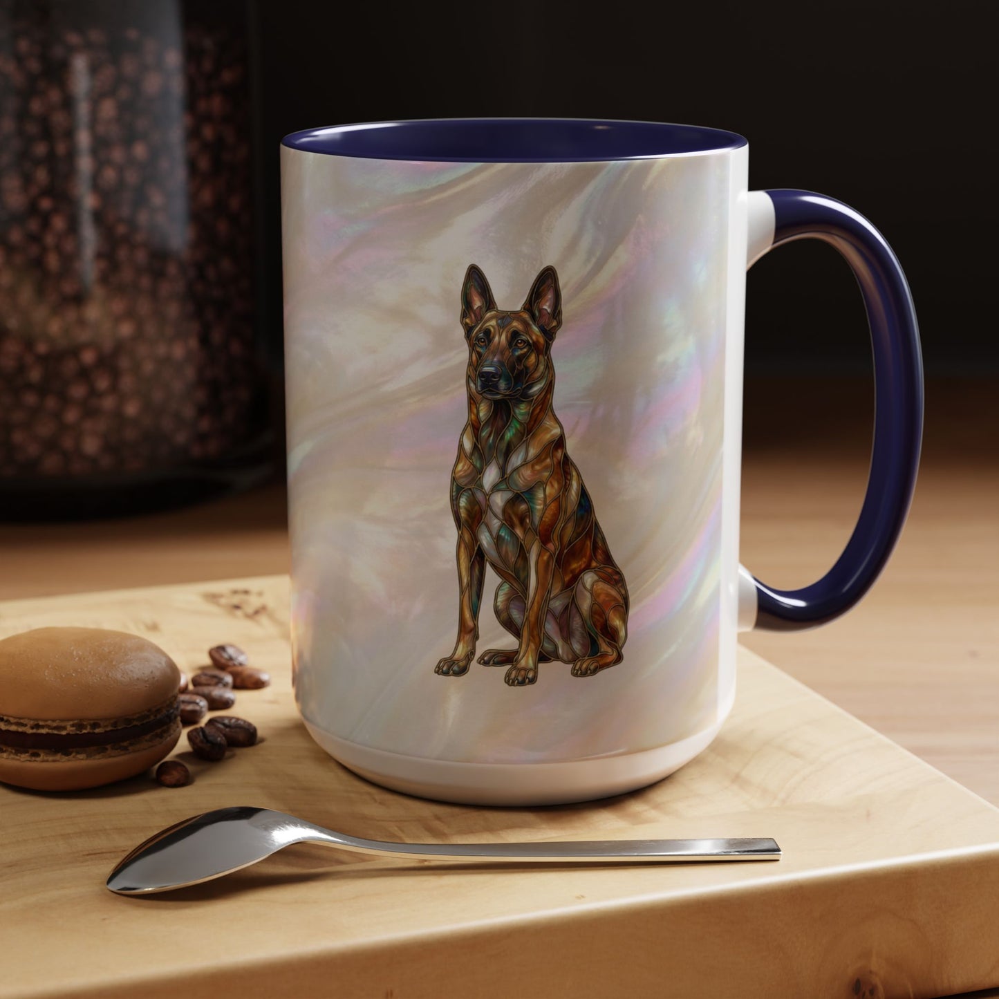 Belgian Malinois Accent Coffee Mug - Stained Glass Design 11oz & 15oz - 14616