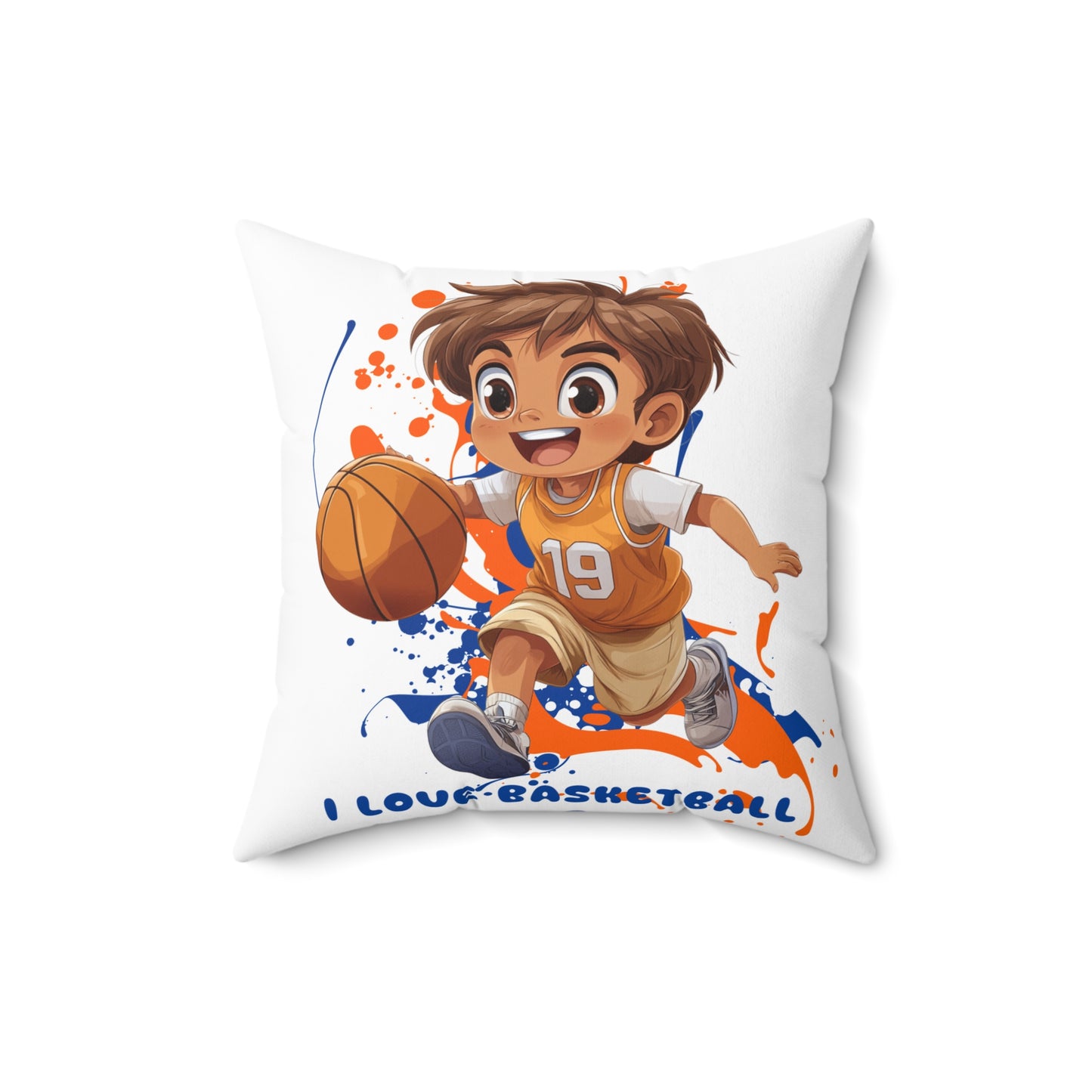 I Love Basketball - Spun Polyester Square Pillow