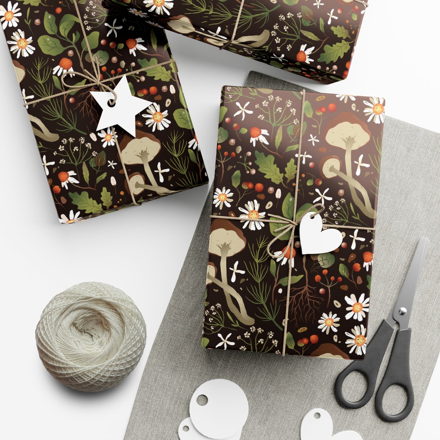 Dark Brown, Mushroom Pattern - Gift Wrap Papers - 10365