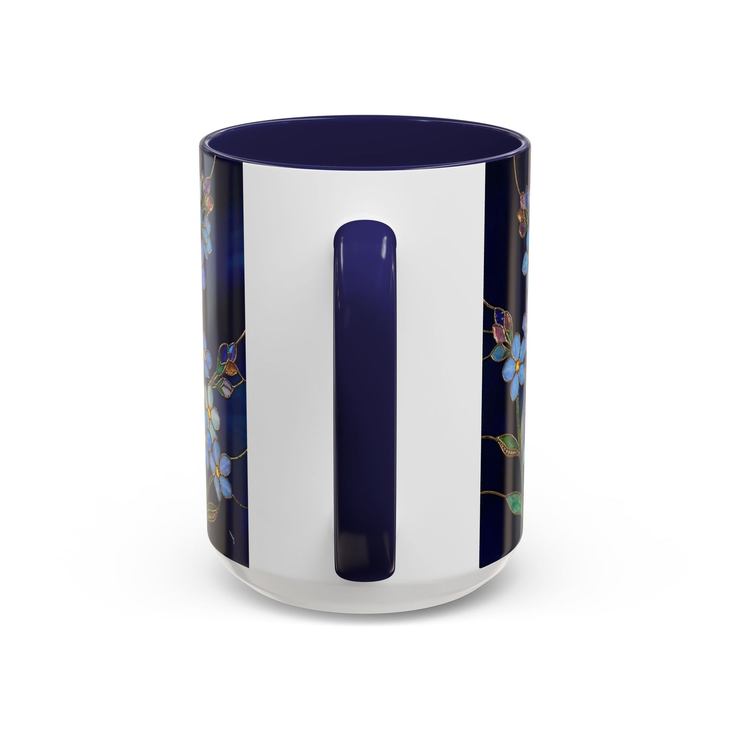 Forget-Me-Not Accent Coffee Mug — Stained Glass Design (11/15 oz) - 14564