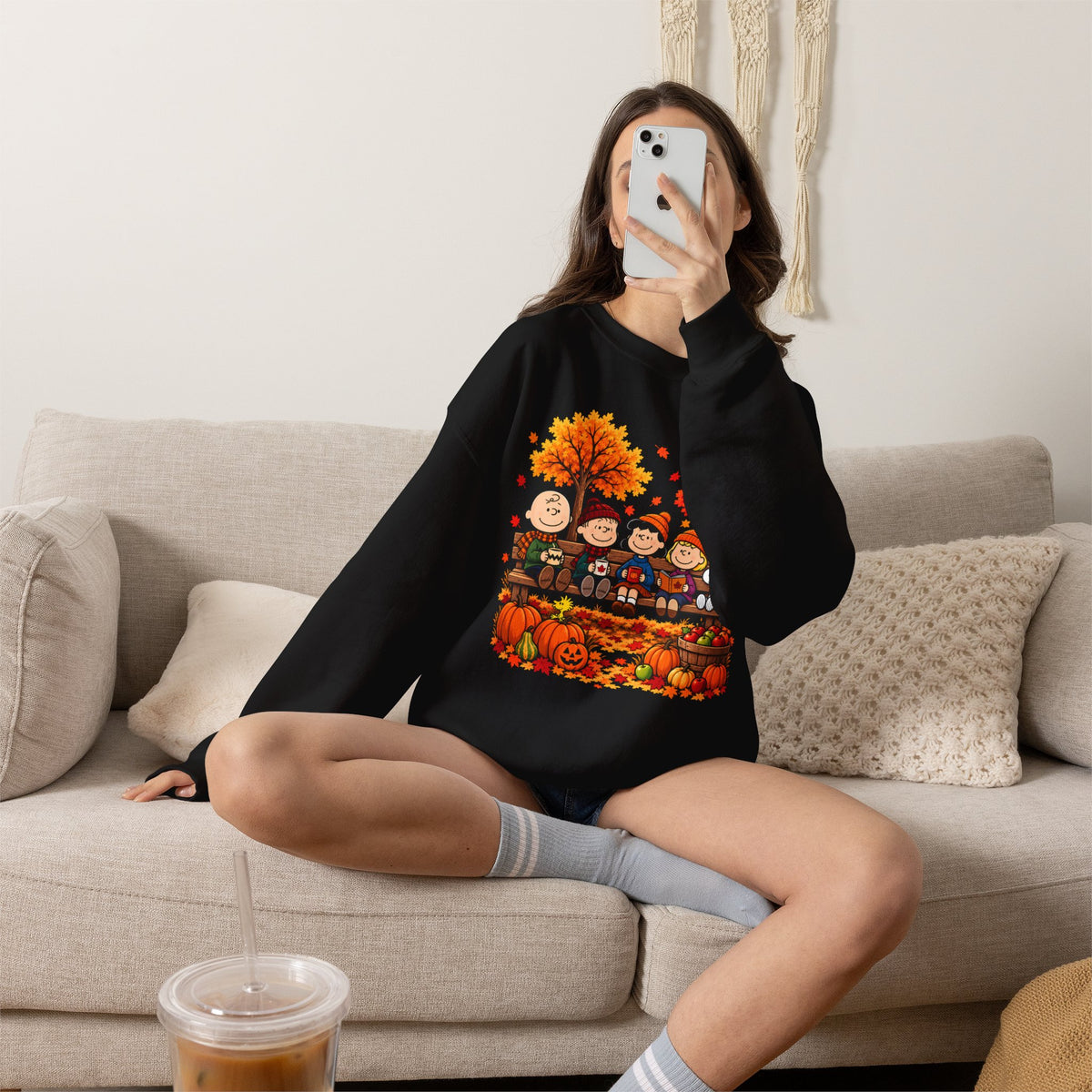Fall Friends Crewneck Sweatshirt, Cute Autumn Pumpkin Patch Design - 14999