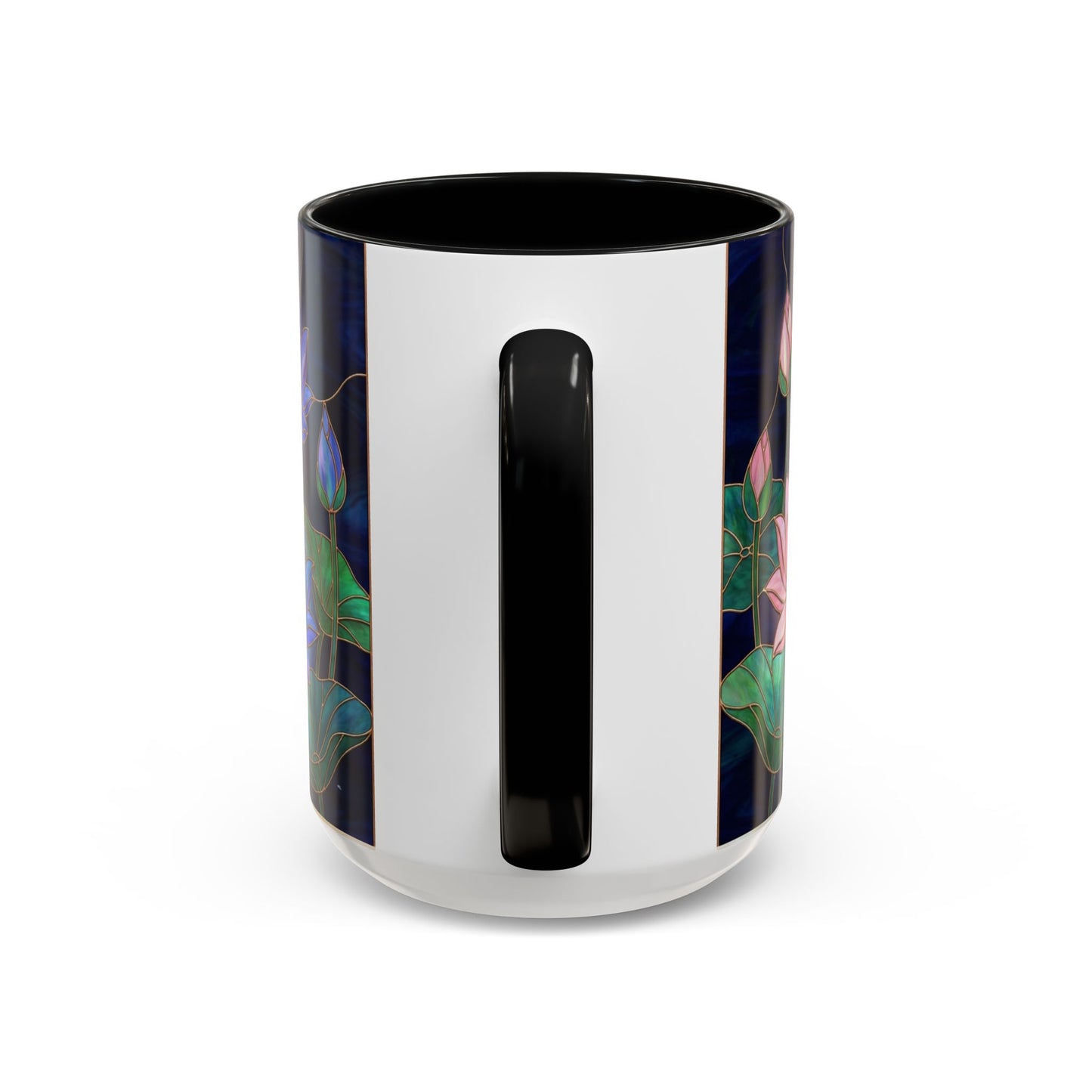Lotus Floral Accent Coffee Mug — Stained Glass Design (11/15oz) - 14576