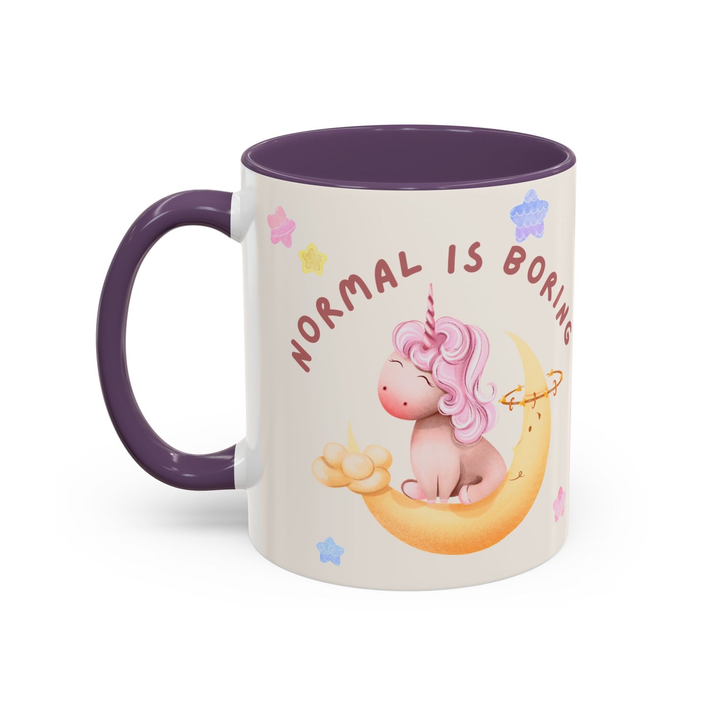 Normal is Boring, Be A Unicorn - Accent Coffee Mug (11, 15oz) - 11084
