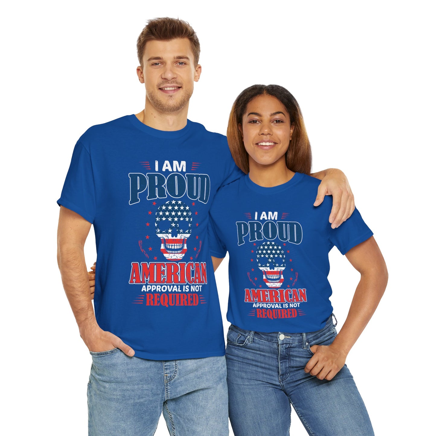 "I'm a Proud American" Unisex Heavy Cotton Tee, Patriotic Shirt, Independence Day Apparel, Casual Wear, Gift for Veterans - 13637