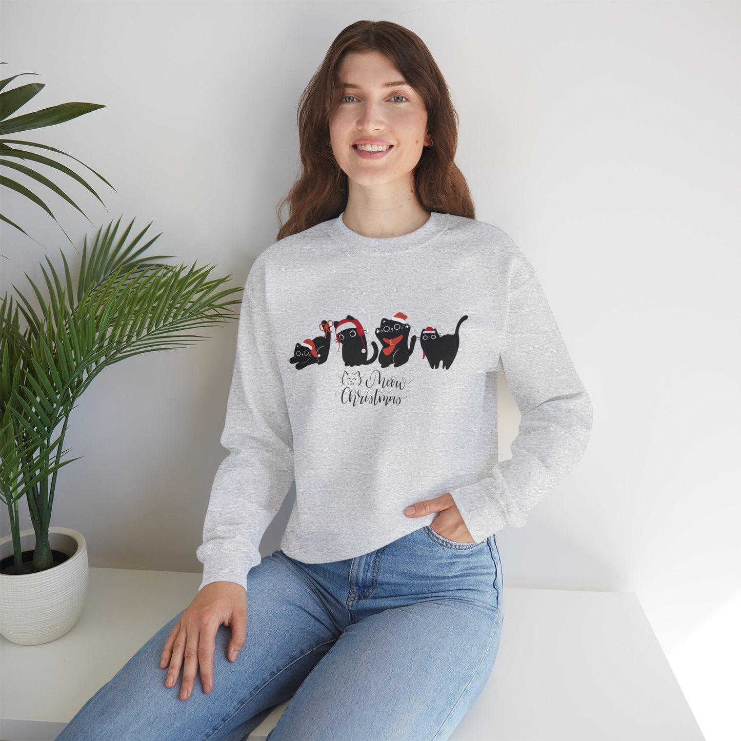 Black Cats, Meow Christmas - Unisex Heavy Blend™ Crewneck Sweatshirt - 10044