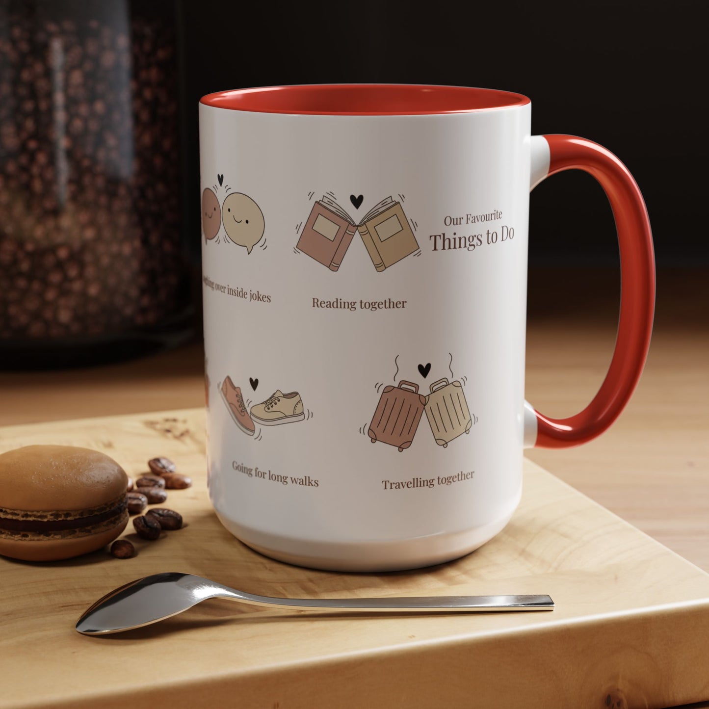 Our Favorite Things to Do Valentine’s Mug – Cozy Couples Illustrated Accent Coffee Mug - 14702