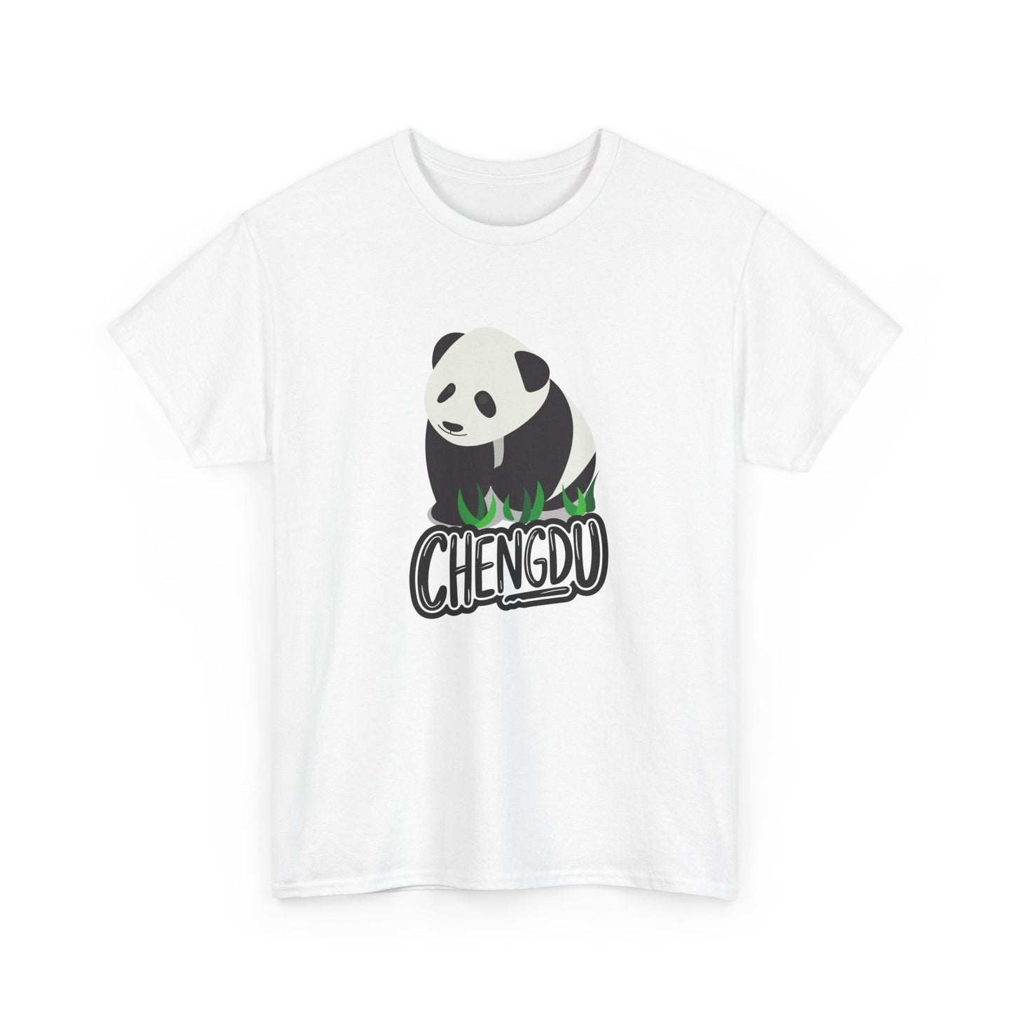Chengdu Panda Unisex Heavy Cotton Tee - Cozy and Fun Graphic Tee for Animal Lovers - 12206