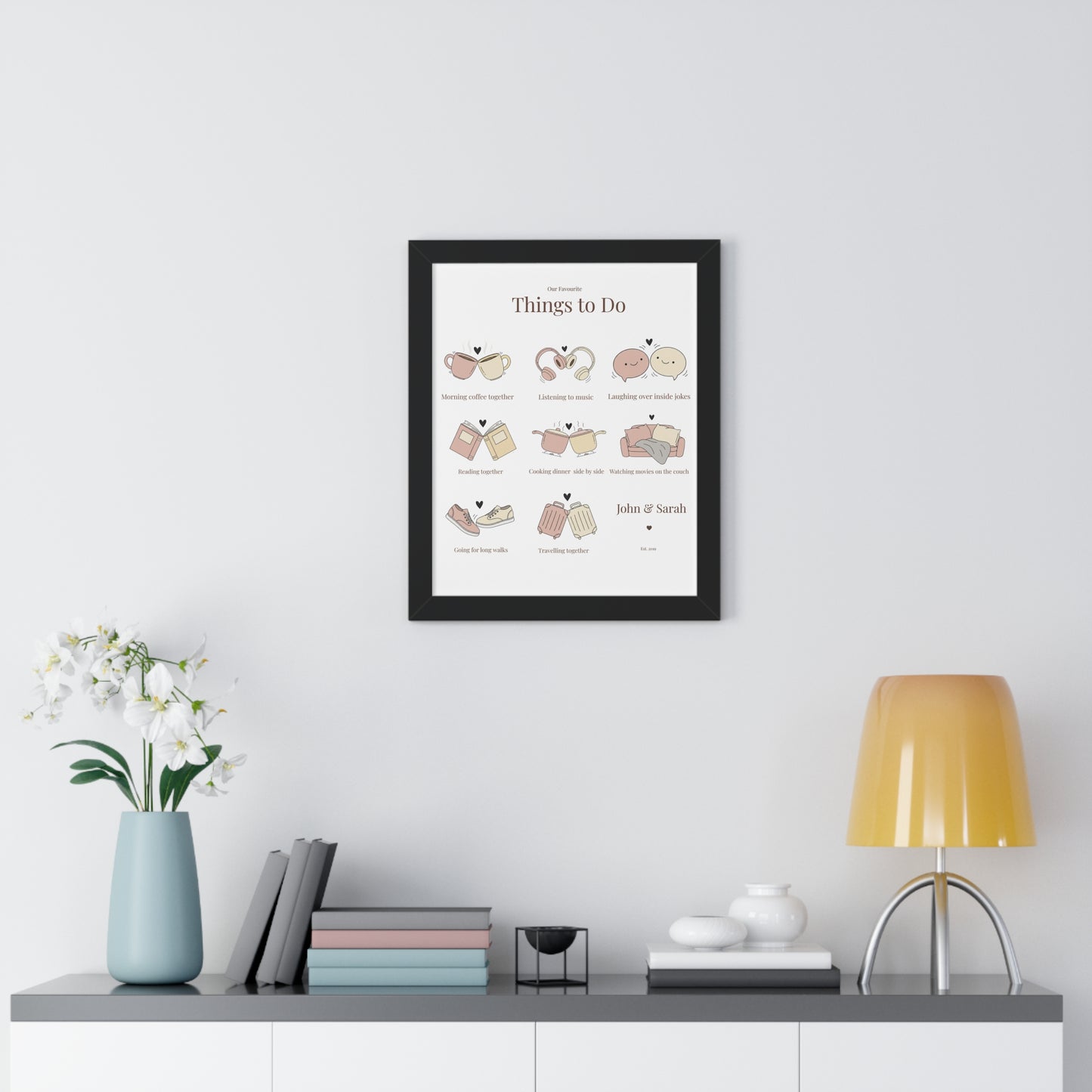Framed Poster – “Our Favourite Things to Do” Personalized Couple Print | Valentine’s Gift - 14708