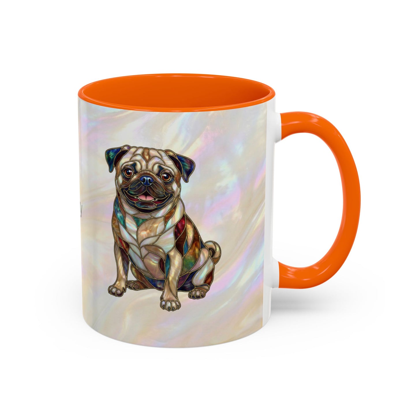 Personalized Pug Accent Coffee Mug –  Stained Glass Design (11/15oz) - 14547