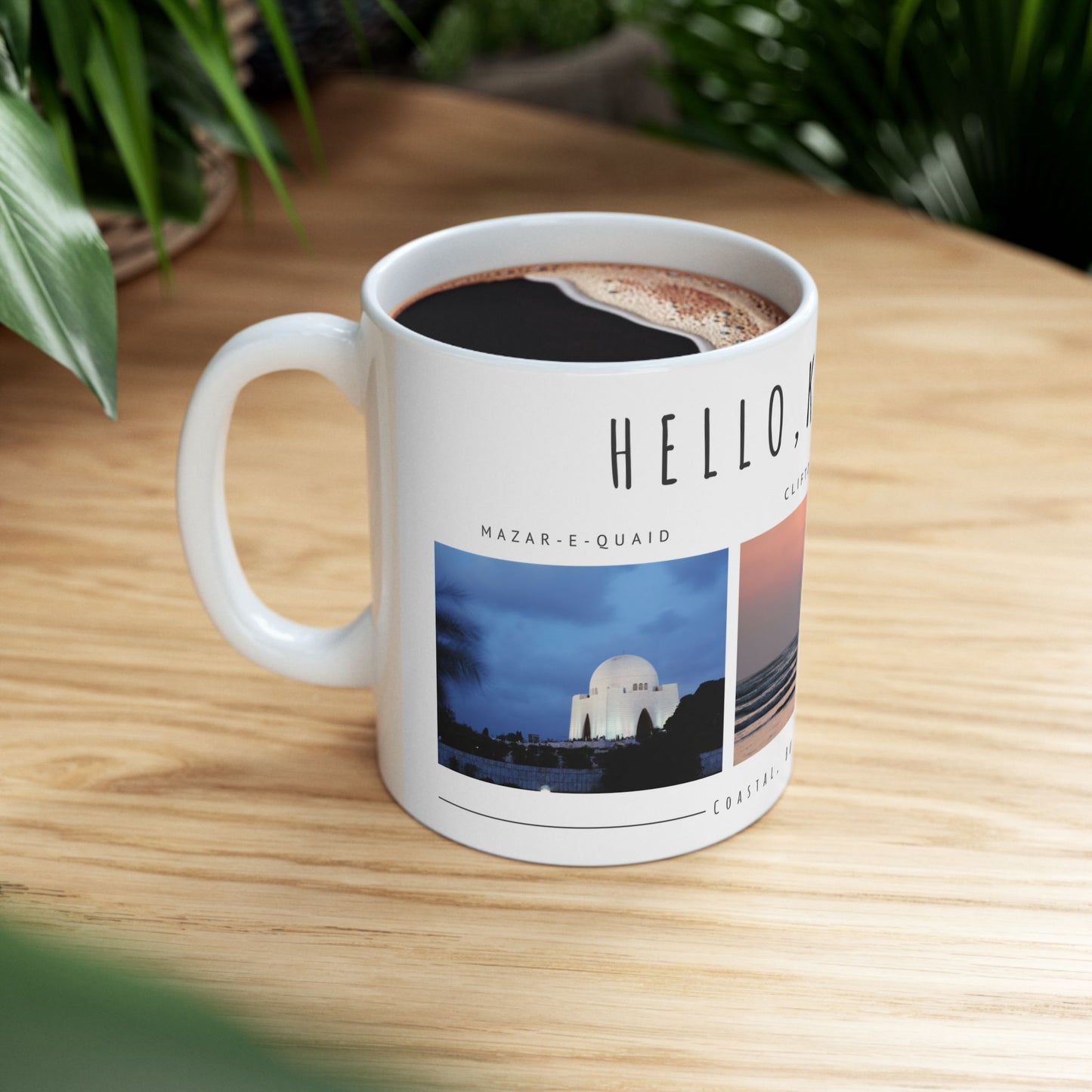 Hello Karachi Ceramic Mug - Coastal Beach Views, Perfect Gift for Travelers - 12214