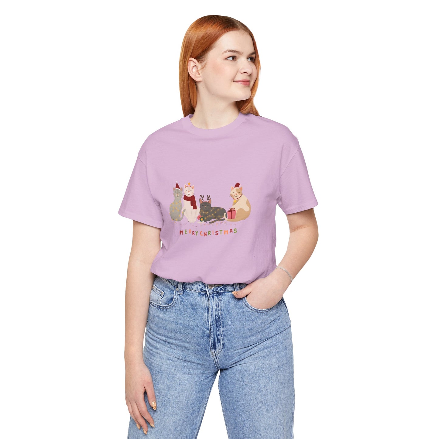 Cats, Merry Christmas - Unisex Jersey Short Sleeve Tee - 10283