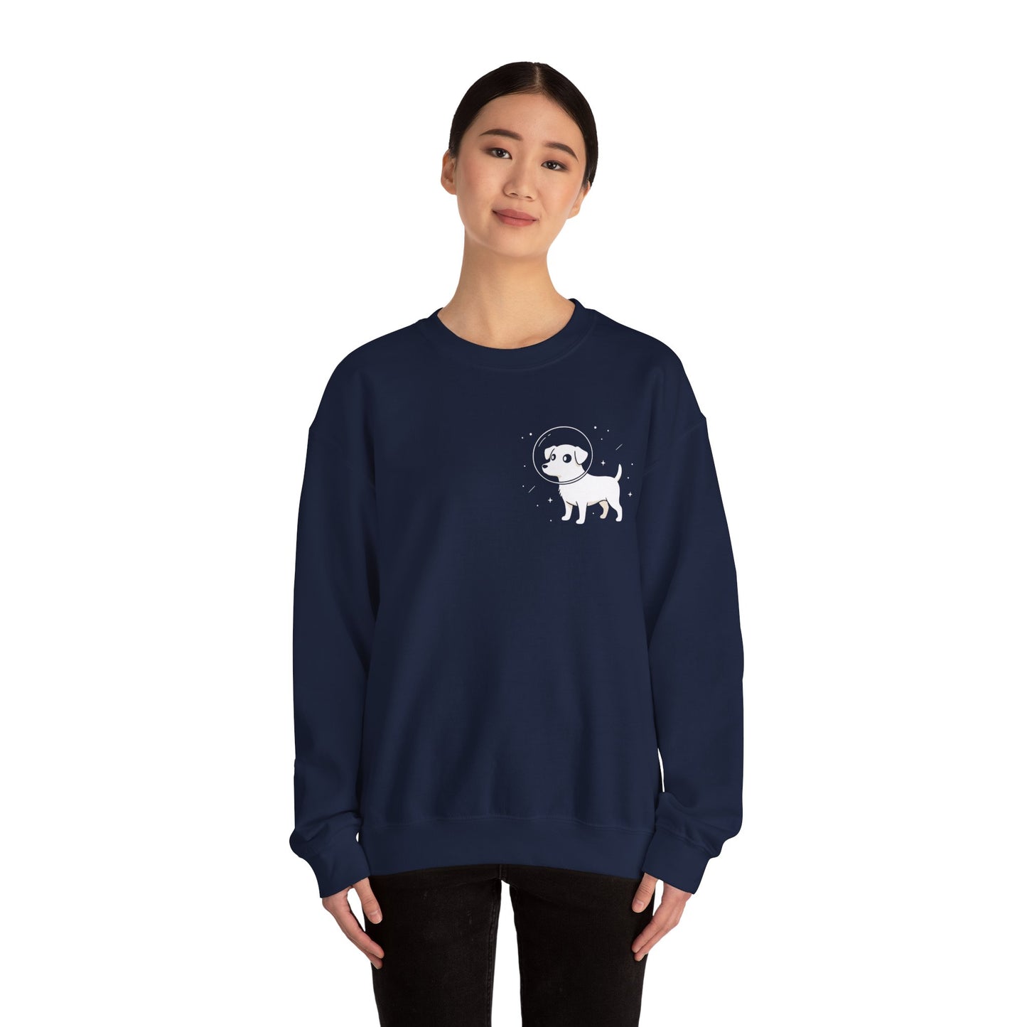 Dog in Space Crewneck Sweatshirt – Space Puppy Graphic Pullover - 14678