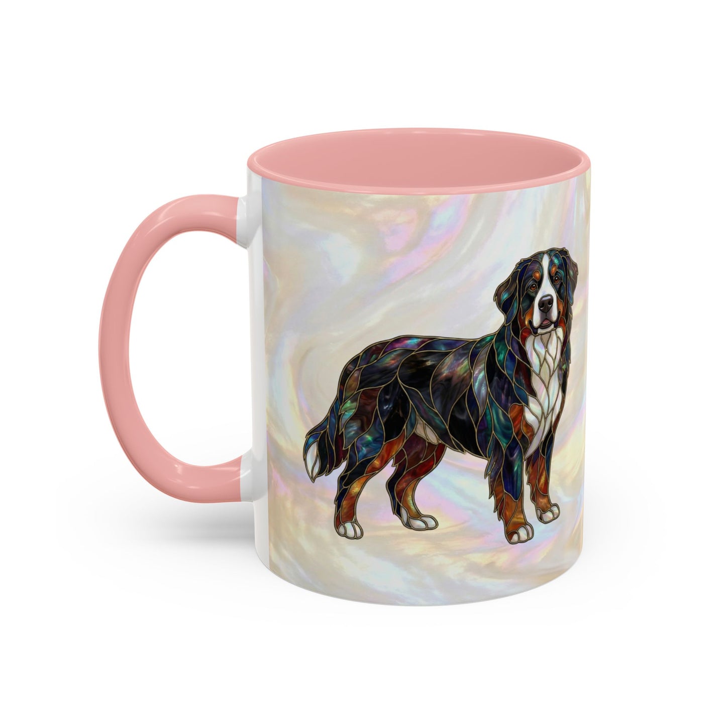 Bernese Mountain Dog Accent Coffee Mug — Stained Glass Design (11/15 oz) - 14617