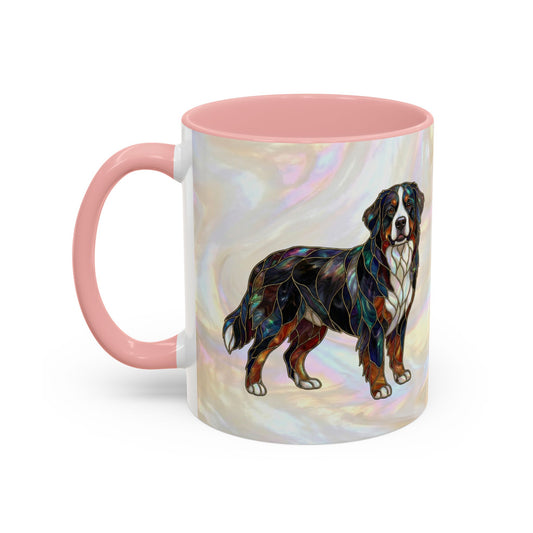 Bernese Mountain Dog Accent Coffee Mug — Stained Glass Design (11/15 oz) - 14617