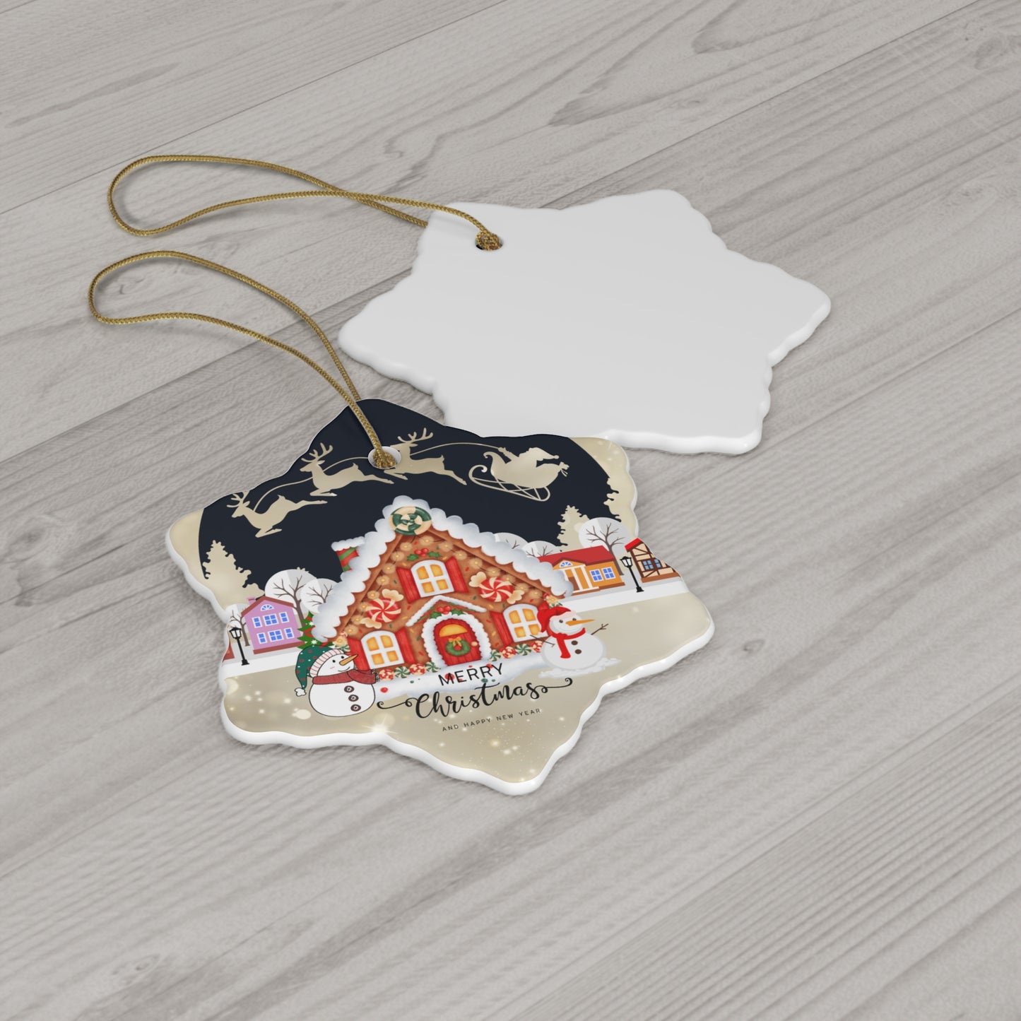 Christmas House - Ceramic Ornament, 4 Shapes