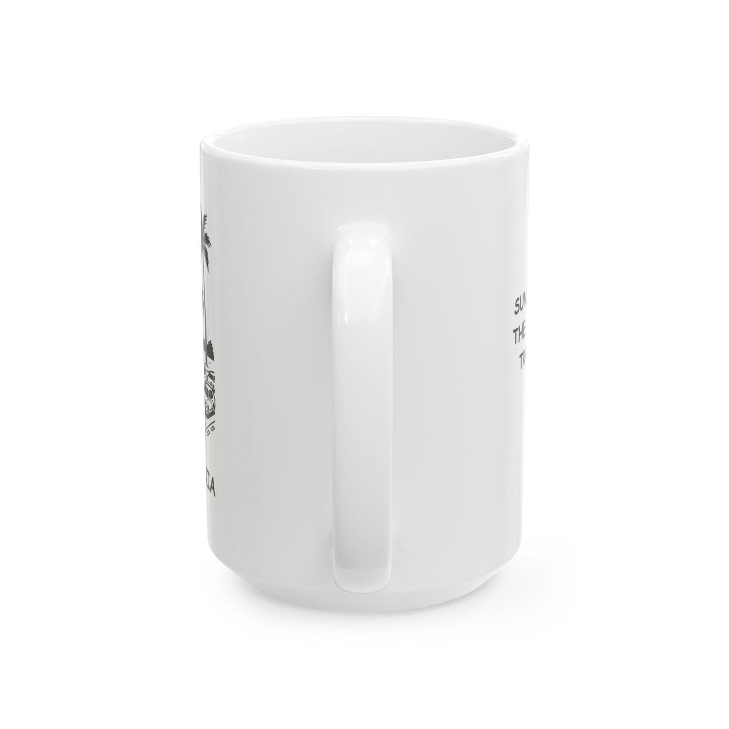 "Sun, sand, and the occasional traffic jam." Ceramic Mug – 12709