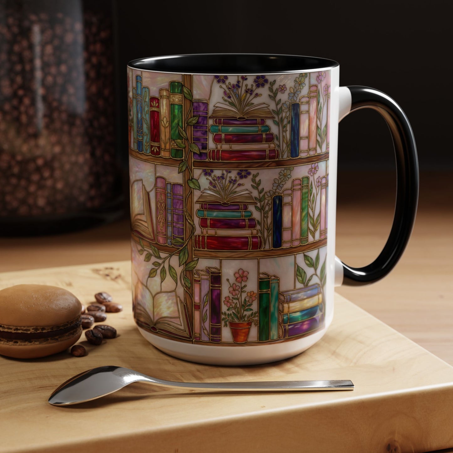 Bookish Accent Coffee Mug — Stained Glass Design (11/15 oz) - 14528