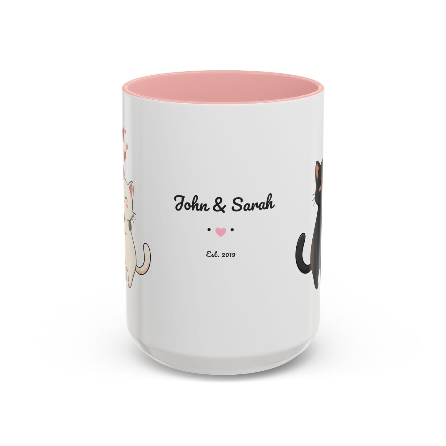 Cute Cats Personalized Mug — Custom Names & Established Date | Couple Valentine Gift (11oz / 15oz) - 14752